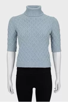 Knitted sweater with rhinestones