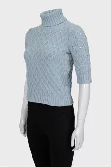 Knitted sweater with rhinestones