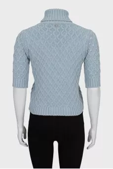 Knitted sweater with rhinestones