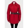 Red parka with zip