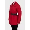 Red parka with zip