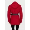 Red parka with zip