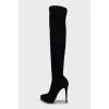 Suede over the knee boots with zip