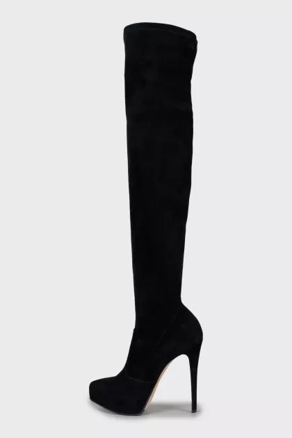 Suede over the knee boots with zip