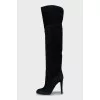 Suede stiletto heeled over the knee boots