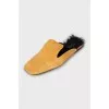 Suede square toe mules