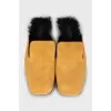 Suede square toe mules