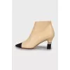 Leather ankle boots with textile toe