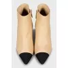 Leather ankle boots with textile toe