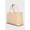 Beige leather tote bag
