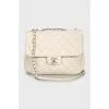 Beige leather shoulder bag