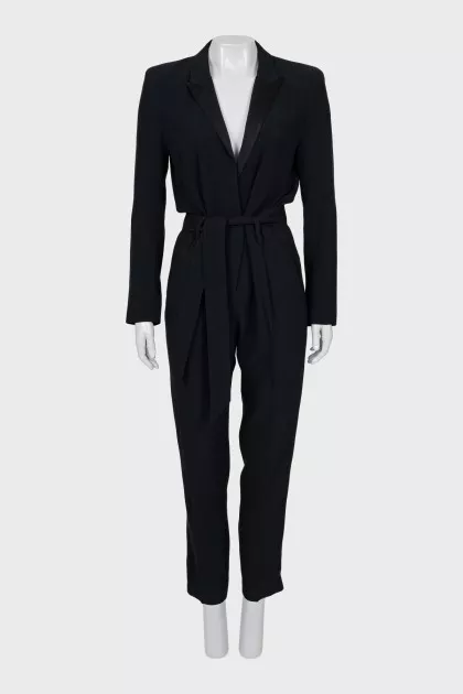 Black jumpsuit with satin lapels