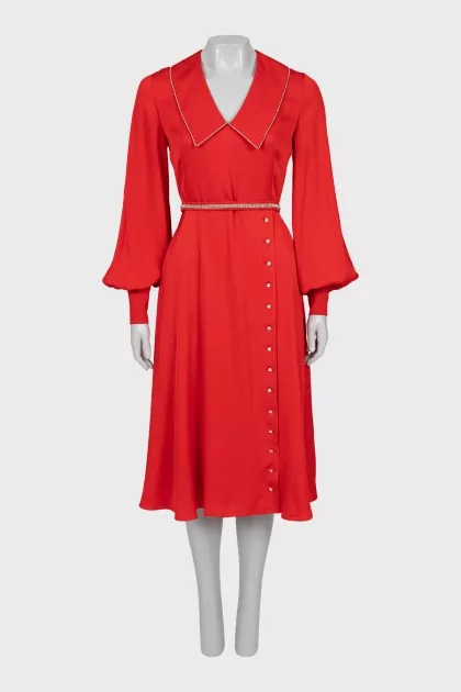 Red dress decorated with rhinestones
