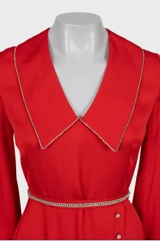 Red dress decorated with rhinestones