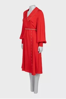 Red dress decorated with rhinestones