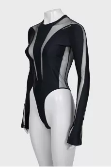 Black bodysuit with mesh