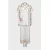 White suit with multicolor print