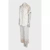 White suit with multicolor print