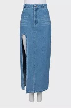 Denim skirt with a slit