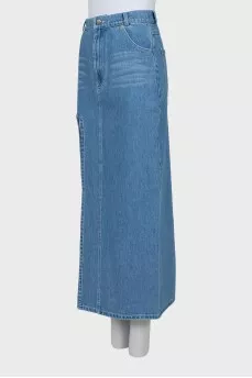 Denim skirt with a slit
