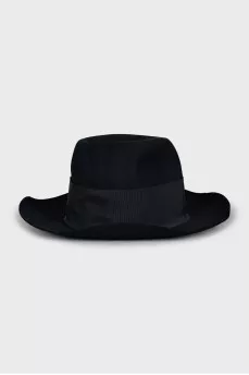 Black hat with textile decor