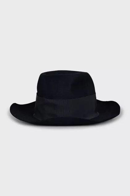 Black hat with textile decor