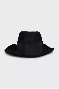 Black hat with textile decor