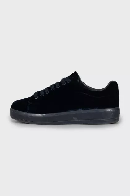Velour sneakers in blue