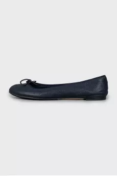Dark blue leather ballet flats