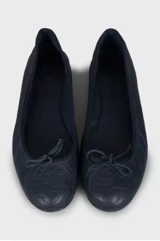 Dark blue leather ballet flats