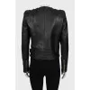 Leather jacket with accent shoulders
