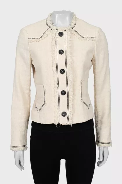 Button-down jacket with contrasting seams