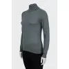 Gray cashmere and silk turtleneck