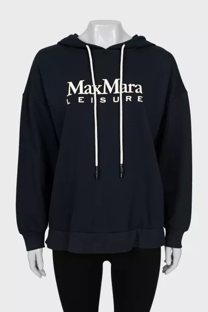 Blue hoodie with text print