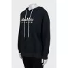 Blue hoodie with text print