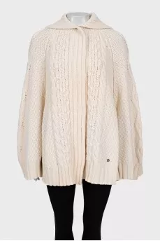 Knitted wool poncho