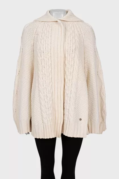 Knitted wool poncho