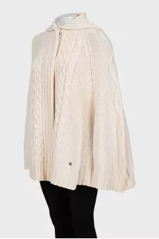 Knitted wool poncho