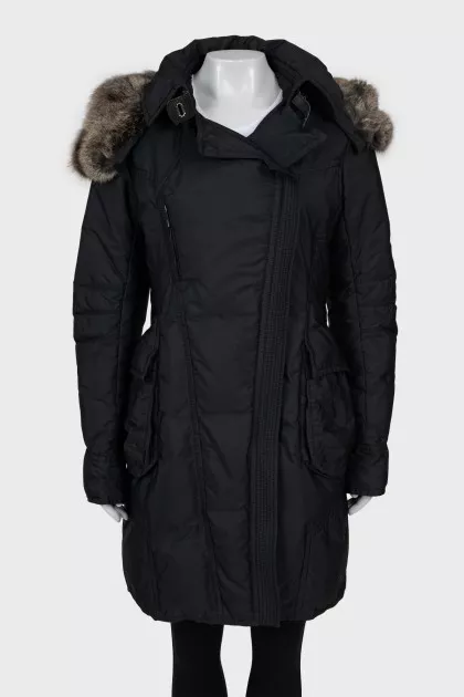 Black down jacket with fur