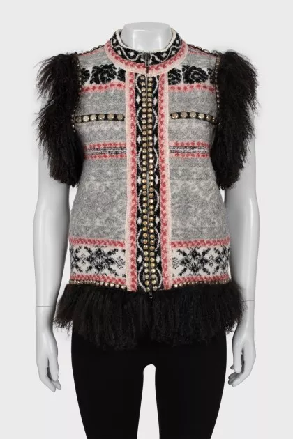Wool vest with pattern