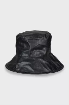 Faux leather panama hat with tag