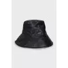 Faux leather panama hat with tag