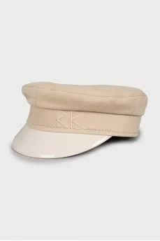 Бежевая кепи с лаковым козырьком