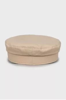 Бежевая кепи с лаковым козырьком