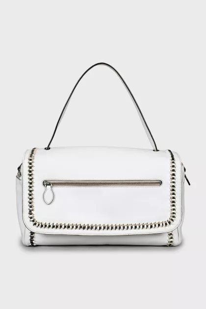 White bag decorated with weaving