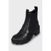 Leather boots with block heels