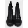Leather boots with block heels