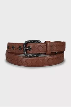 Leather belt with braiding
