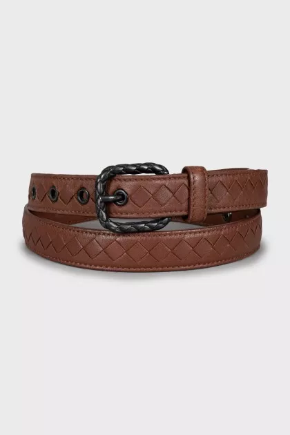 Leather belt with braiding