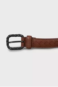 Leather belt with braiding